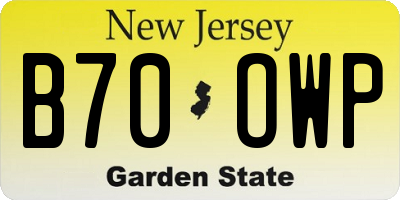 NJ license plate B70OWP