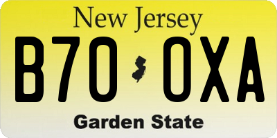 NJ license plate B70OXA