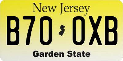 NJ license plate B70OXB
