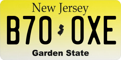 NJ license plate B70OXE
