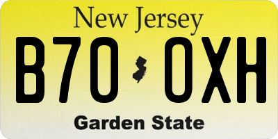 NJ license plate B70OXH