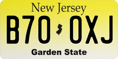 NJ license plate B70OXJ