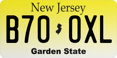 NJ license plate B70OXL