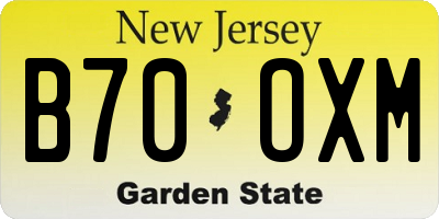 NJ license plate B70OXM