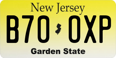 NJ license plate B70OXP