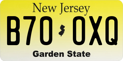 NJ license plate B70OXQ