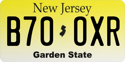 NJ license plate B70OXR