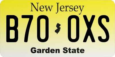 NJ license plate B70OXS