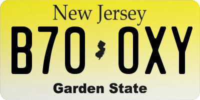 NJ license plate B70OXY