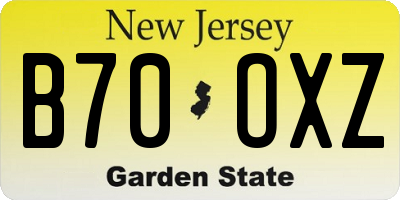 NJ license plate B70OXZ