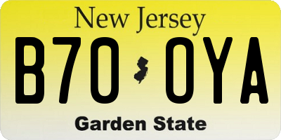 NJ license plate B70OYA