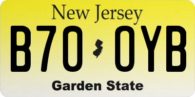 NJ license plate B70OYB