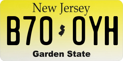 NJ license plate B70OYH