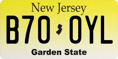 NJ license plate B70OYL