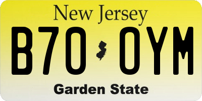 NJ license plate B70OYM