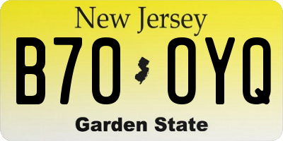 NJ license plate B70OYQ