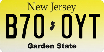 NJ license plate B70OYT
