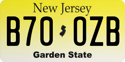 NJ license plate B70OZB