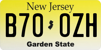 NJ license plate B70OZH