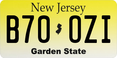 NJ license plate B70OZI