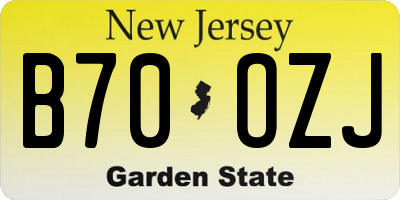 NJ license plate B70OZJ