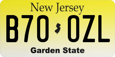 NJ license plate B70OZL