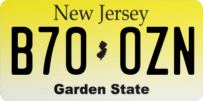 NJ license plate B70OZN
