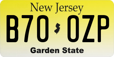 NJ license plate B70OZP