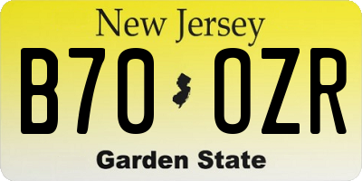 NJ license plate B70OZR