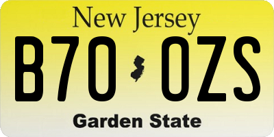 NJ license plate B70OZS