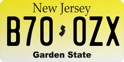 NJ license plate B70OZX