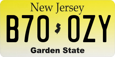 NJ license plate B70OZY