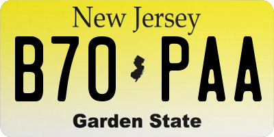 NJ license plate B70PAA