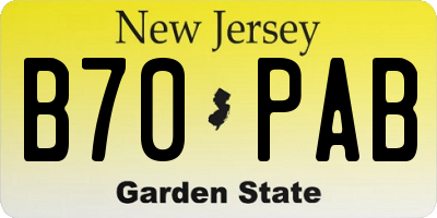 NJ license plate B70PAB