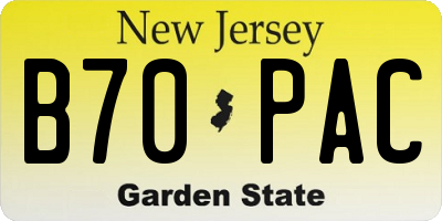 NJ license plate B70PAC