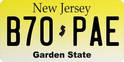 NJ license plate B70PAE