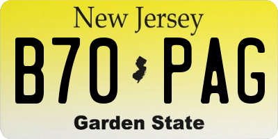 NJ license plate B70PAG