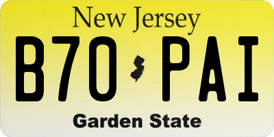 NJ license plate B70PAI