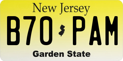 NJ license plate B70PAM