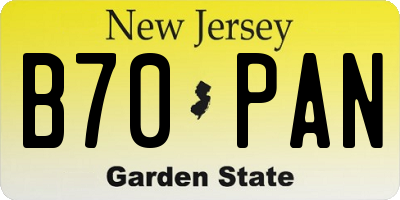 NJ license plate B70PAN