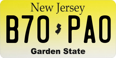 NJ license plate B70PAO