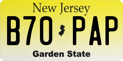 NJ license plate B70PAP