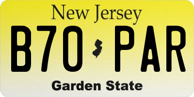 NJ license plate B70PAR
