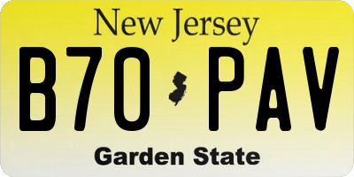 NJ license plate B70PAV
