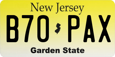NJ license plate B70PAX