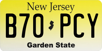 NJ license plate B70PCY