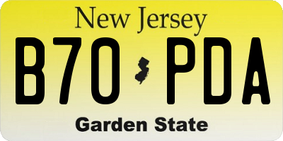 NJ license plate B70PDA