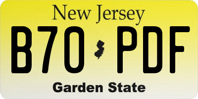 NJ license plate B70PDF