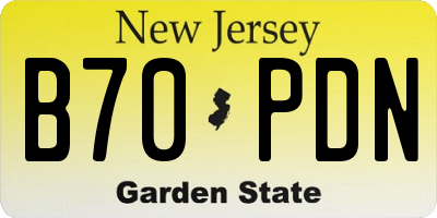 NJ license plate B70PDN