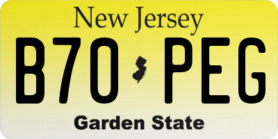 NJ license plate B70PEG